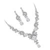 Bridal Crystal Necklace Earrings Set Women Decorative Jewelry for Wedding Anniversary