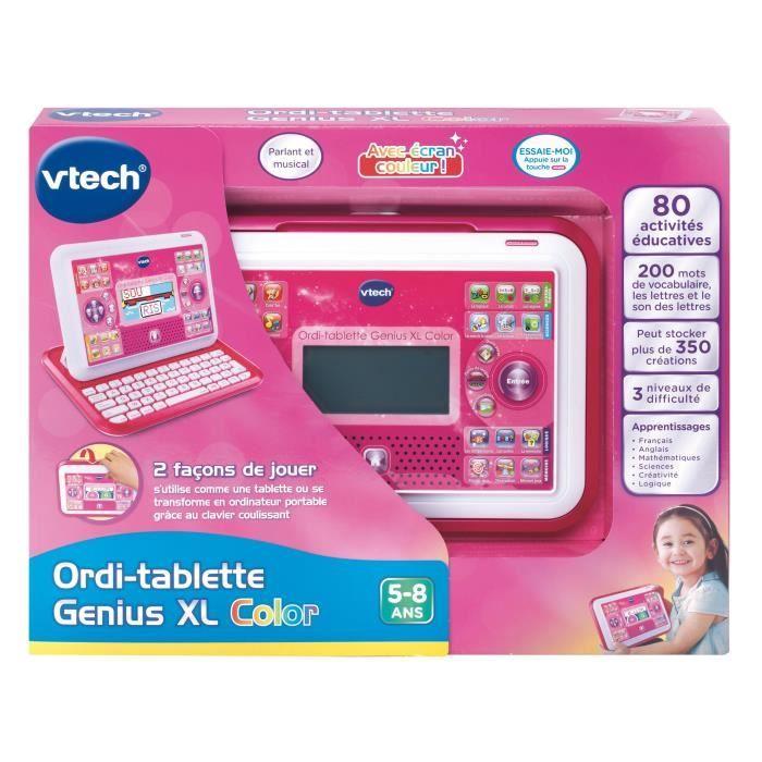 Ordi-tablette enfant vtech genius xl color rose - 2 en 1 avec écran couleur - mixte - a partir de 5 ans