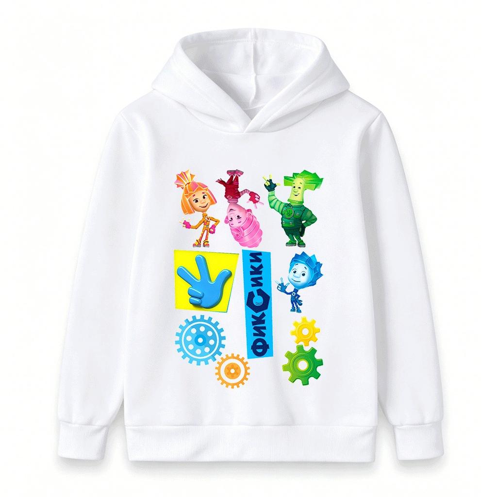 Kids Boys Girls Hoodie Cartoon Character Print Long Sleeve Casual Pullover Sweatshirt for Children Daily Wear