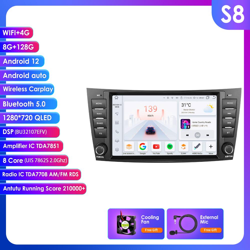 OSSURET 8" for Mercedes Benz E-class W211 E200 E220 E300 E350 E240 E270 E280 W219 with Car Radio Support Wireless Intelligent DVR Carplay Android Auto