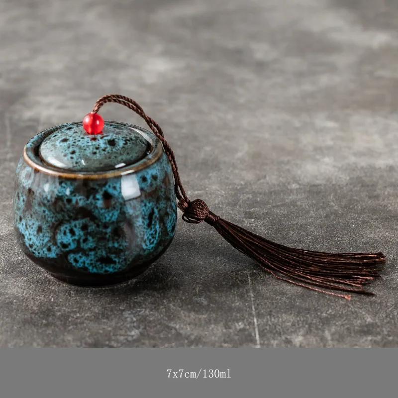 Ceramic Mini Storage Cans Portable Travel Camouflage Tea Cans Household Moisture-proof Storage Cans with Lids Food Containers