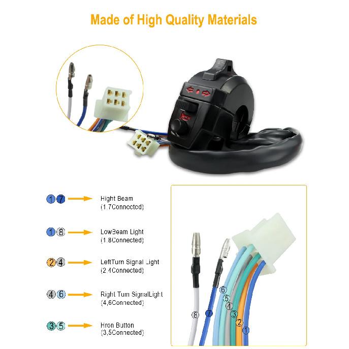 SR1-H01 Motorcycle Light Turn Signal Switch with Flasher Relay and Horn Compatible with Honda Kawasaki Yamaha KTM Suzuki Motorcycle Dirt Bike