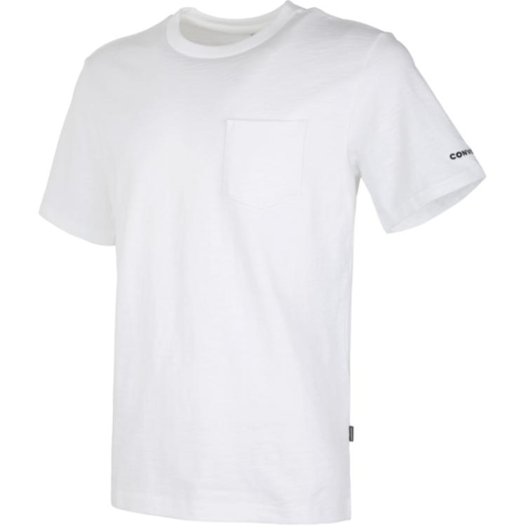Converse T Shirts Men's White Crew Neck Moderate 10008444-A01