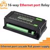 Industrial RJ45 Ethernet To 16-ch Relay Module Modbus RTU TCP With Protection and guide rails
