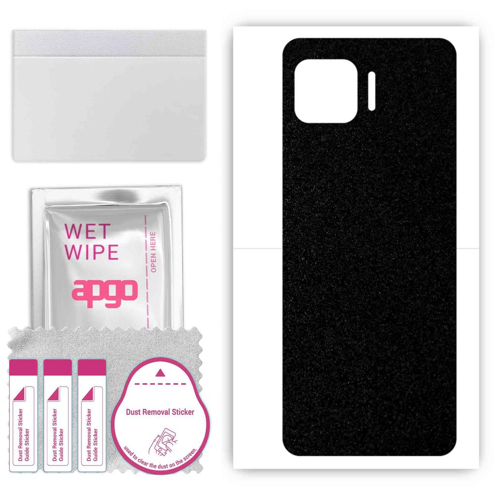 apgo Protective Skin Sticker for the back compatible with Motorola One 5G, Wrap Film, Foil, Vinyl - Pattern Matte Black