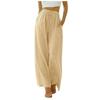 Women Pants Casual White High Elastic Drawstring Baggy Pants Streetwear Solid Color Cotton and Linen Wide Leg Trousers