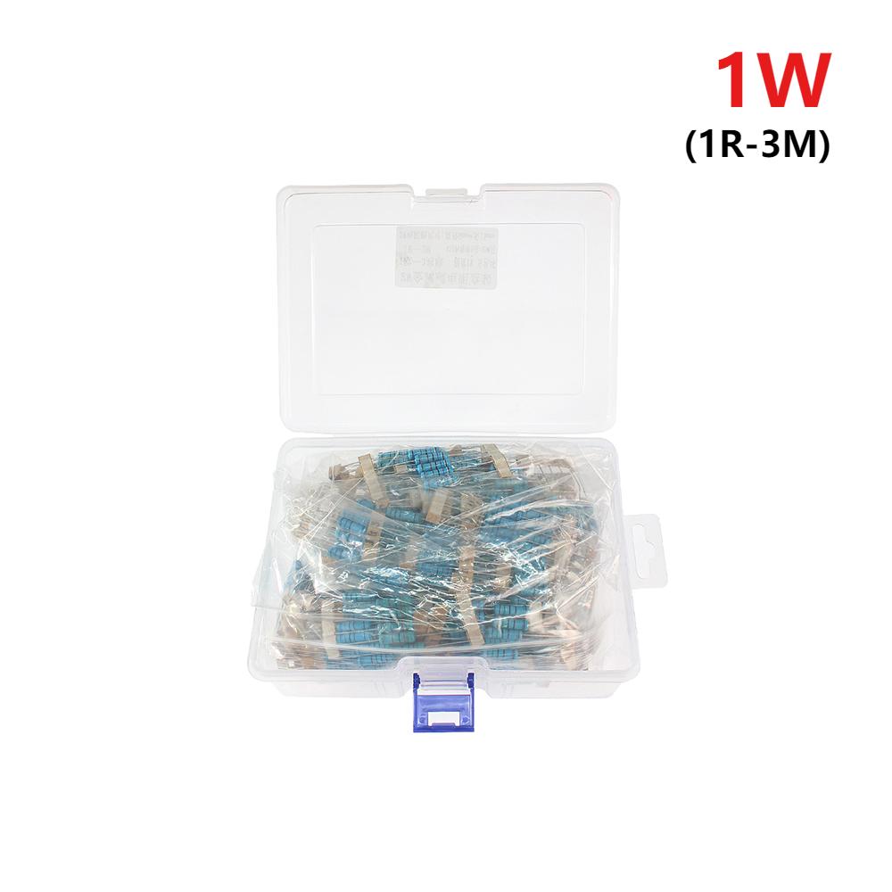 

650pcs 130Values 1W 2W Metal Film Resistor Assorted Kit 1% 1R~3M Ohm Resistors Assortment Kits Sample Pack , with Box 1W-F(1R-3M)