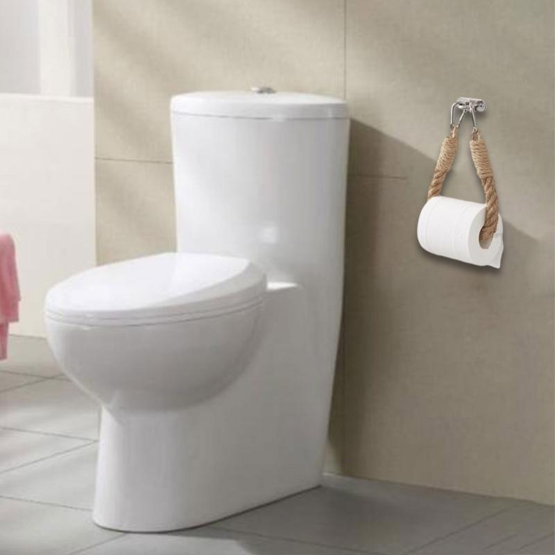 Rope Toilet Paper Holder Natural & Simple Towel Rack Wall Mounted Towel Rings Holder Suitable for Bathroom Kitchen