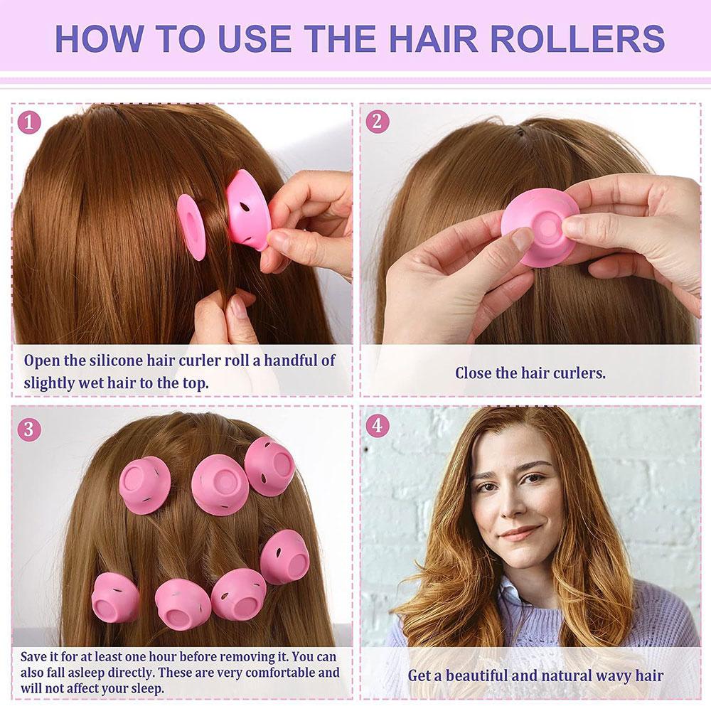 Silicone World 10PCS Set Silicone Mushroom Hair Curler Rollers Hair Cylinder Twist Hair No Heat Hair Curling DIY Styling Tools