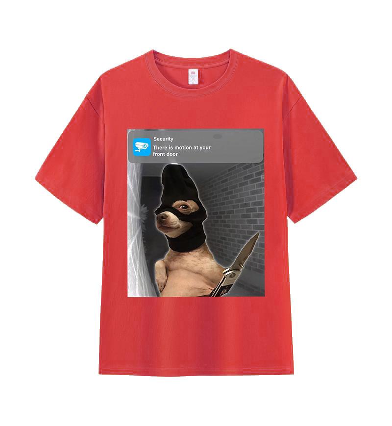 Ring Dog with Motion Funny Meme Graphic Tshirt Men Women Fashion High Quality Cotton Tshirts Retro Oversized Short Sleeve Tees