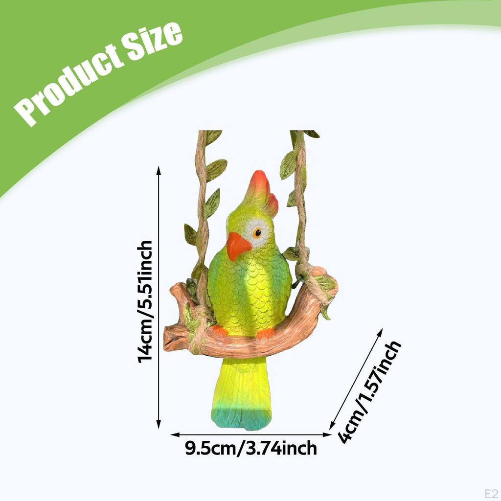 Hanging Parrot Statue Sculpture Decoration Cute Garden Accessory Lifelike Ornament Figurine