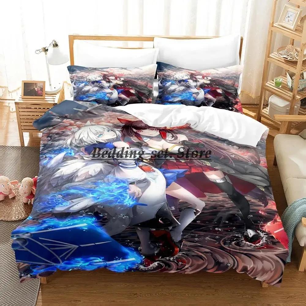 Azur Lane Bettwäsche Set Einzelbett Twin Full Queen King Size Bettset Aldult Kind Schlafzimmer Bettdeckenbezug Sets 3D Druck Anime Bettlaken Set