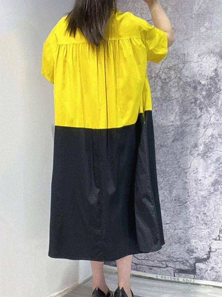 Xitao Contrast Color Patchwork Shirt Dress SMH1628