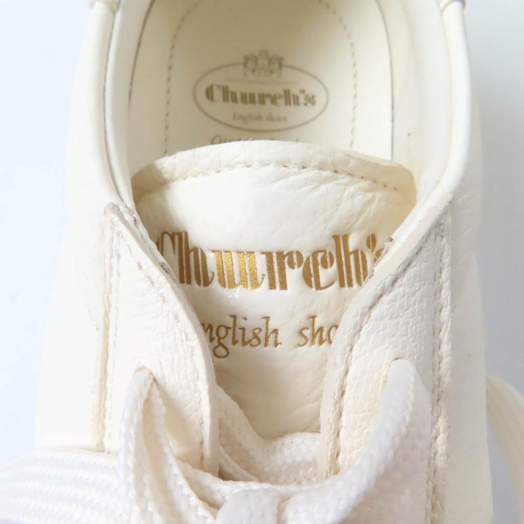 Pristine CHURCH'S sneakers LAURELLE Deerskin lace-up Ivory Dearskin Leather Women 38 Used