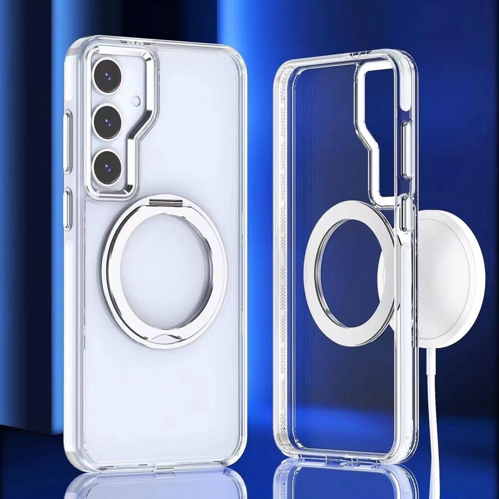 Suitable for Samsung S24 Ultra Two Color Qicai Mobile Phone Case S23plus360 Rotating Bracket S24 Magnetic Hard Case