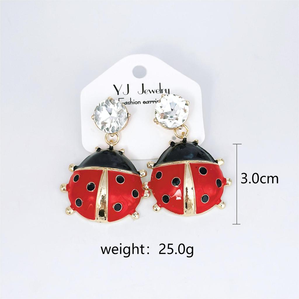 Color Retention Oil Drop Cartoon Stud Earrings, Animal Ladybug Earrings, Niche Trinkets, Girls' Retro Earrings