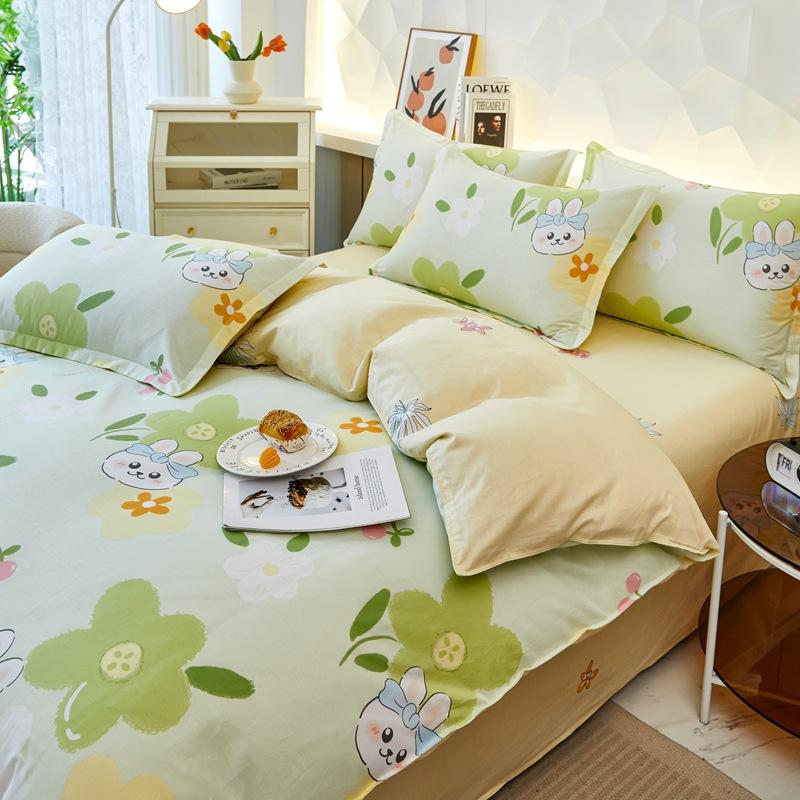 Printed Pure Cotton Student Dormitory Three-piece Four-piece Single Quilt Cover Sheet Pillowcase Duvet Cover