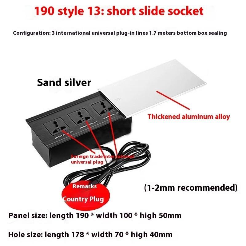 3 Holes 5 Holes Island Table Side Sliding Socket Hidden Type Multifunctional Upgraded Embedded Type Conference Desktop Socket