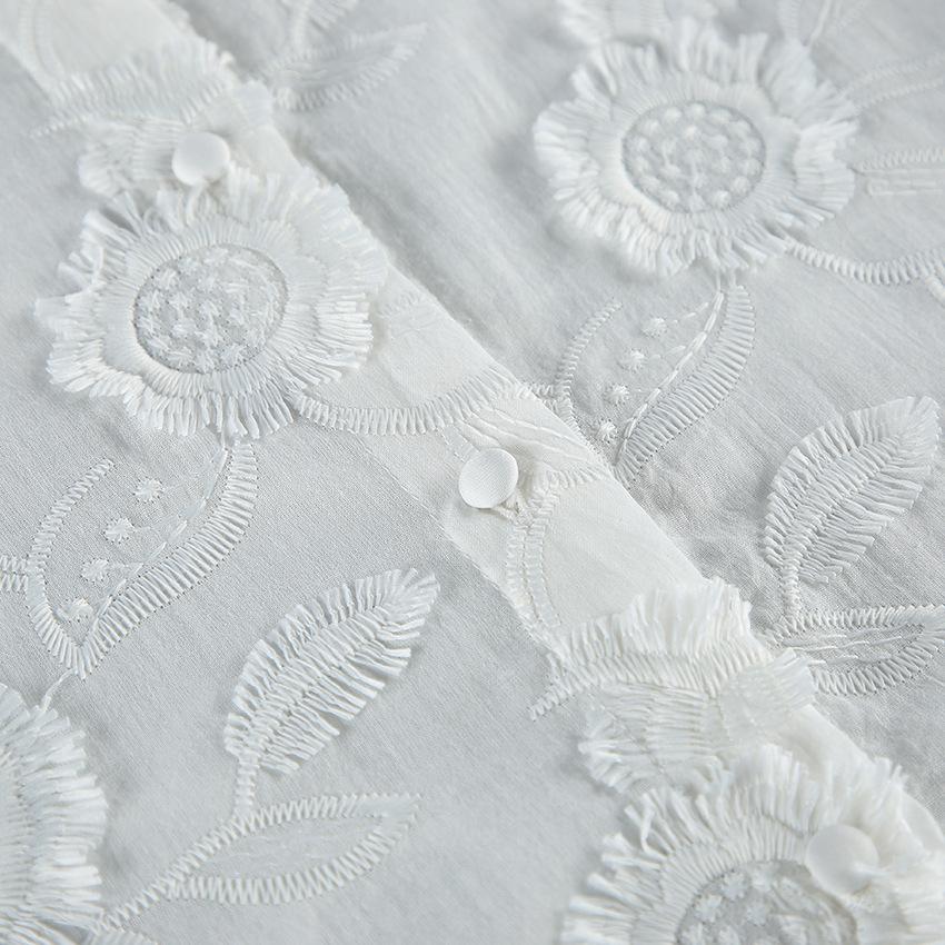 Design Sense Heavy Industry Three-dimensional Embroidery White Cotton Shirt Shorts Two-piece Fashion Casual Suit