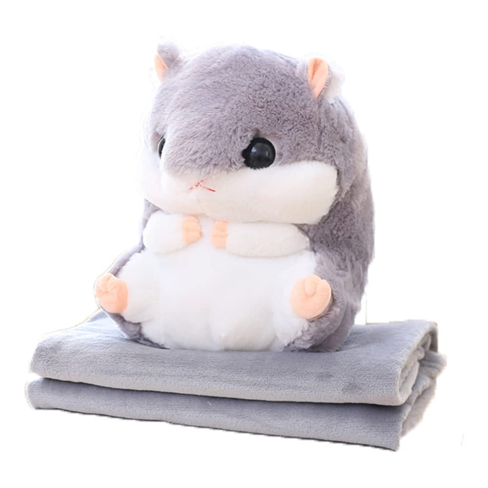 GPT Hamster Plush Toy with Warm for Fluffy Body Soft Soothing Warm Winter Gray [Suitcase Company] Blanket, Children, Pillow, Large, Animal, Gift,