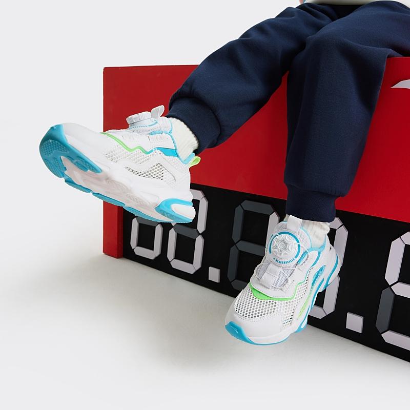 Anta Kids Trendy Versatile Lightweight Shock Absorbing Breathable Low Top Running Shoes Kids Sneakers White Green A12439974-3