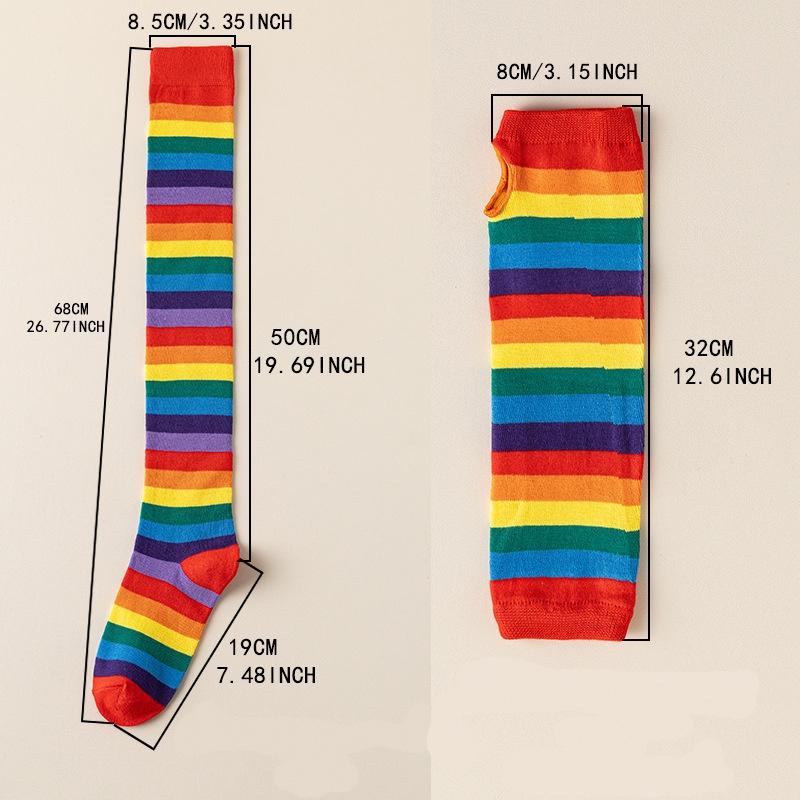 European and American Rainbow Striped Socks Children's Party Performance Halloween Cosplay Long Leg Over Knee Socks