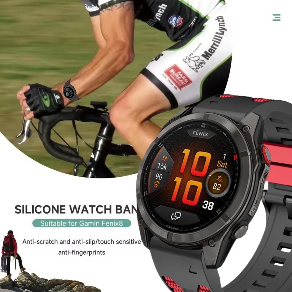 QuickFit 22mm 26mm Two-tone Sports Silicone Watch Band For Garmin Fenix 8 Pro 51mm 47mm E 7 7X 6 6X/Epix Gen 2 Strap Bracelet