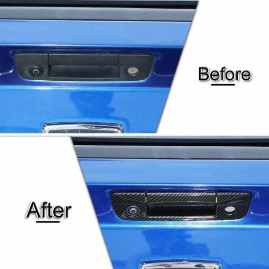 Tailgate Door Handle Decor Cover Trim For Dodge RAM 1500 2010-2017 Carbon Fiber