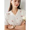 Zhaojun Women's Mulberry Silk Embroidered V-Neck Knit Top