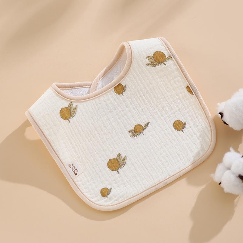Class A Newborn Baby Saliva Towel Crepe Waterproof Petal Bib Autumn Winter Children Eating Cartoon Cotton Bib