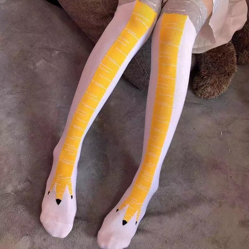 Women Funny Chicken Paw Stocking Over-knee Pressure Thin Leg Long Stockings Spring Autumn Winter Middle High School Girls Socks