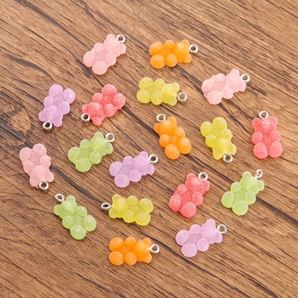 10pcs 11x21mm Cartoon Candy Colors Little Bear Resin Gummy Pendants Jewelry Making Drop Earrings Necklaces DIY Accessories