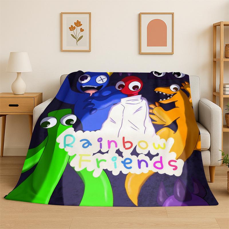 Game R-Rainbow Friends Cartoon Flannel Blanket Soft Warm Throw Blanket for Bedroom Living Room Bed Travel Camping Picnic Kid