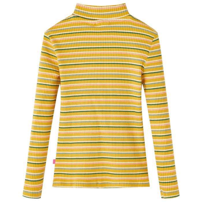 T-shirt enfants manches longues faux col roulé rayures 2 couleurs et 5 dimensions disponibles