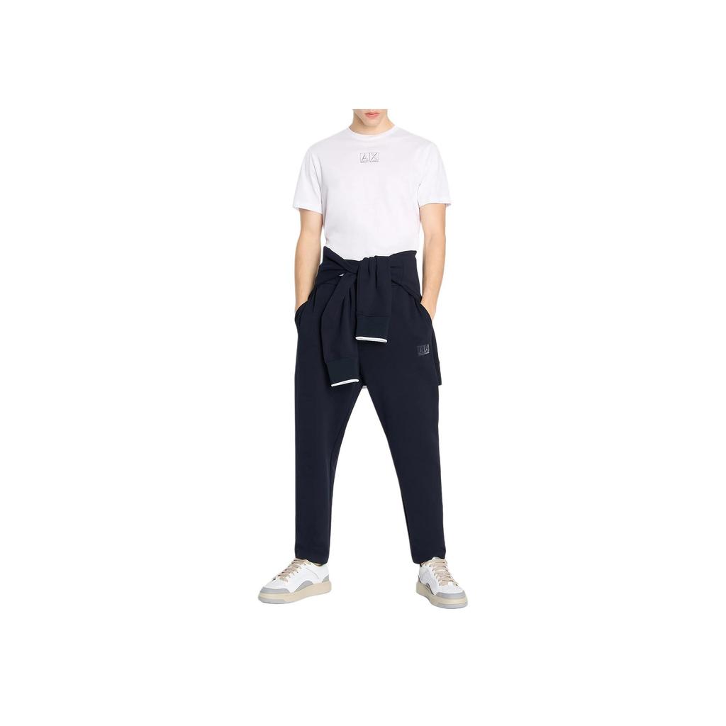 Armani Exchange FW23 Letter Print Straight Cut Crew Neck Short Sleeve T-Shirt Men Tops White 6RZTHF-ZJ9AZ-1100