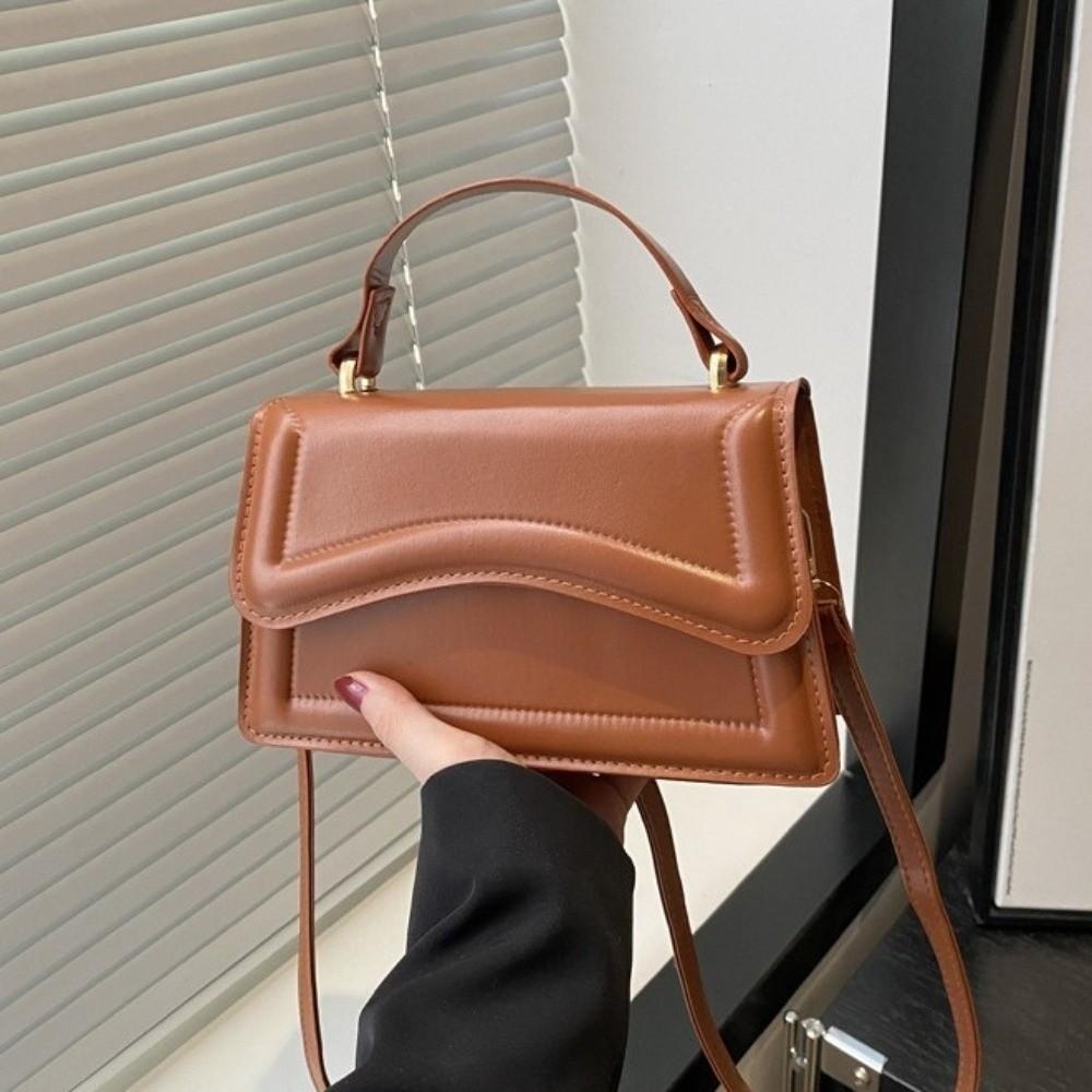 Small Size PU Leather Handbag Solid Color Crossbody Messenger Tote New Women's Shoulder Bag Work