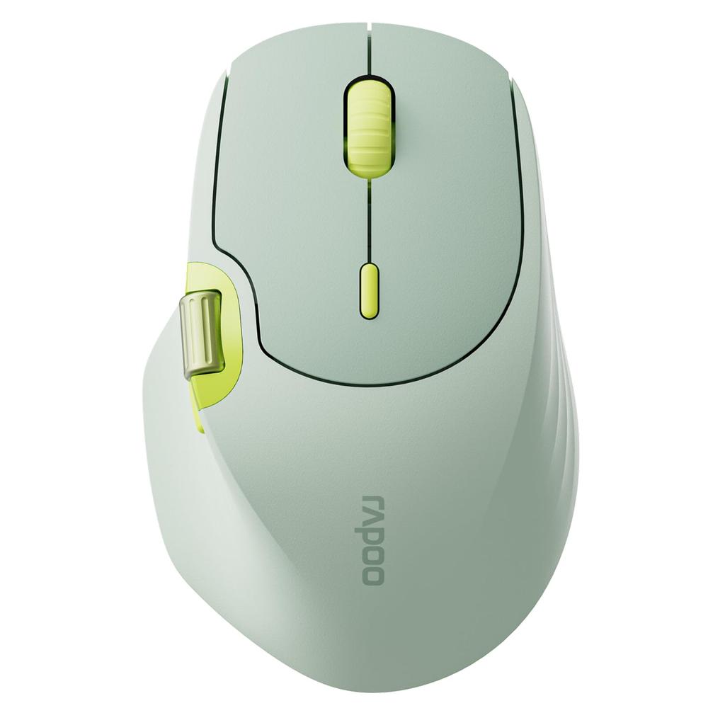 RAPOO MT560 Wireless DPI Supports Up To 6 Side Ergonomic Compatible with and Green Mouse, Bluetooth, Quiet, Compact, 7-Level Switching, Devices,