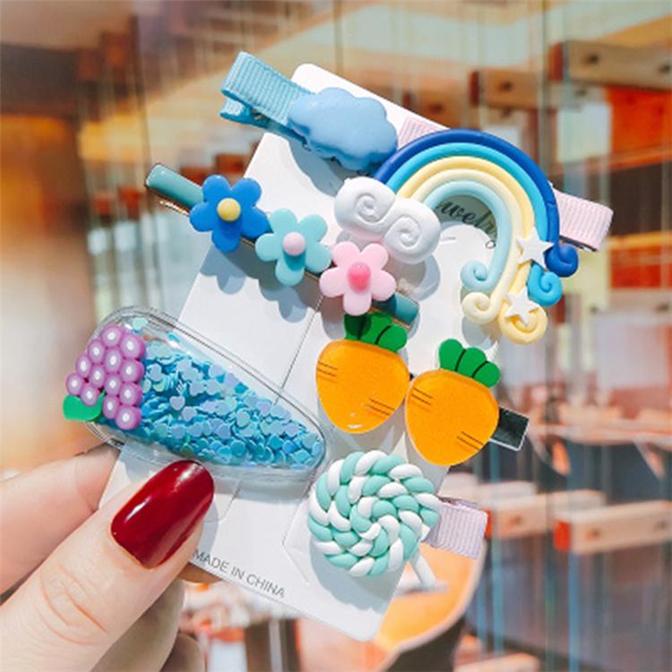 2022 Cute Design Hair Accessories Cartoon Hair Clip Hair Clip Set Kids Rainbow Hairclips for Kid Girls