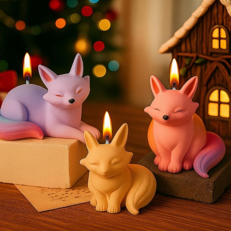 Ergonomic Silicone Candle Mold Crafting Accessories Moulds Foxes Shape for Resin Creations and Unique Gift Making