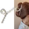 S.A.V.I Elegant Floral Shell Hair Clip with Rhinestones - White Flower Design for Women & Girls | Stylish Bun Holder | Bridal & Party Hair Accessory