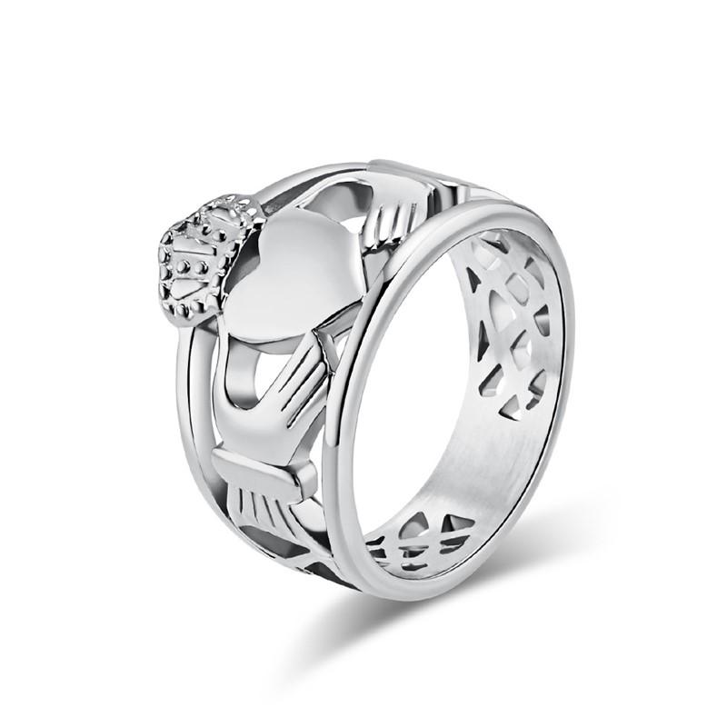 

Stainless Steel Irish Claddagh Promise Friendship Ring Heart Crown Wedding Band for Men Women Size 7-12 7 серебряный