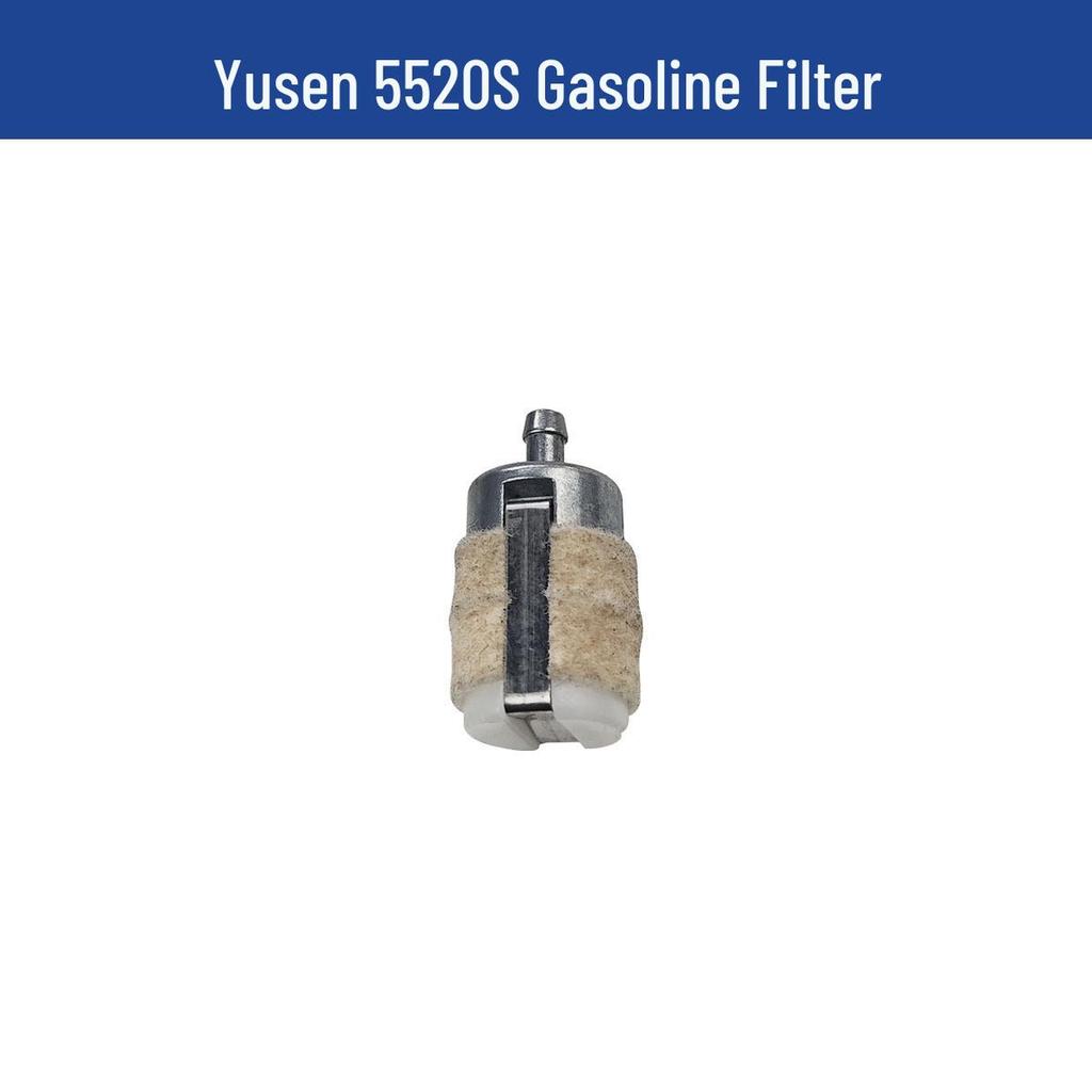 Yusen Chainsaw 5520 Parts: Cylinder, Carburetor, Clutch, Drive Disc, Pull Starter, Ignition Coil, Air Filter.