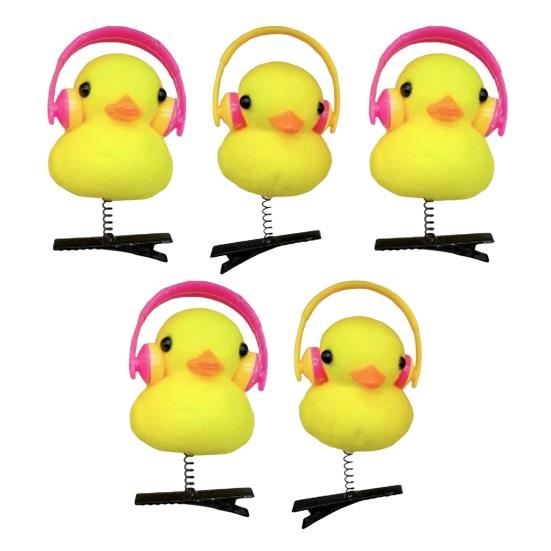 

5/10/20/50 шт., мультяшная маленькая желтая утка, плюшевая весенняя заколка для волос для девочек, носящая наушники, декор в виде утки, заколка для волос, аксессуары для волос 5pcs