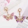 European & American Creative Rhinestone Butterfly Keychain: Unique Metal Moth Insect Charm for Backpack