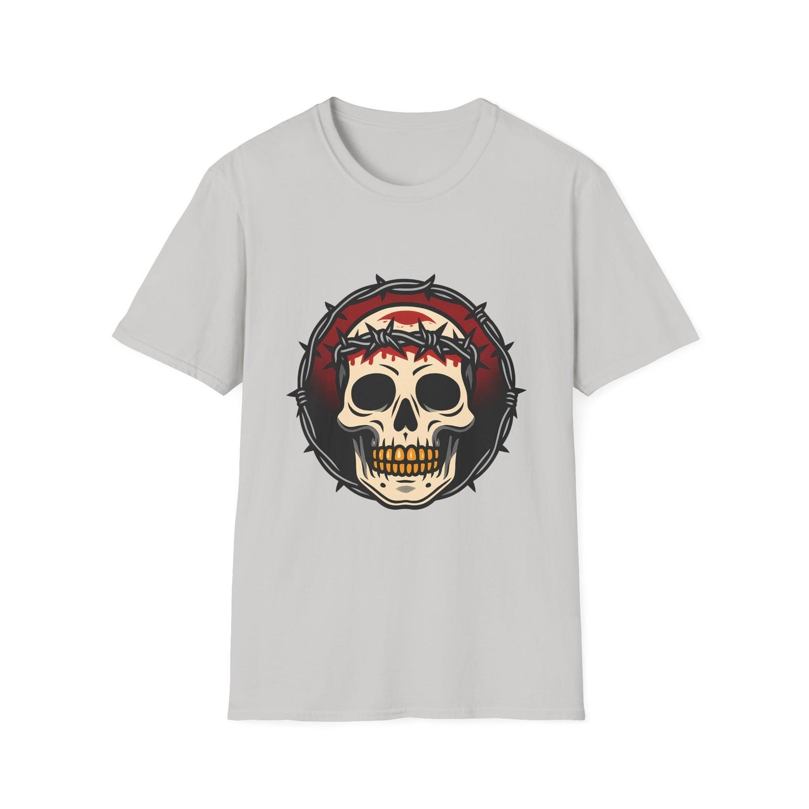 Unisex Softstyle T-Shirt Skull Barbed Wire Crown Religious Dark S