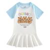 Sommer Cartoon Raglan Colorblock Kleid: Süßes Mädchen-Kleid mit Faltenrock und Rüschen