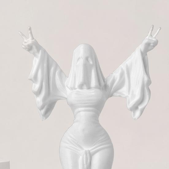 3D Printed Ghost Woman Sculpture Spirit Statue for Modern Home Decor Minimalist Spooky
