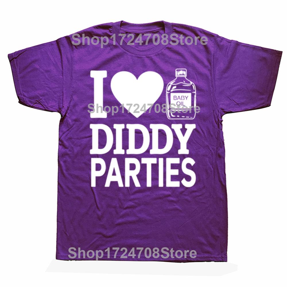 Funny I Love Diddy Parties Graphic T-shirts Men Women's Fashion Casual Tshirt 100% Cotton Loose Oversized T Shirt