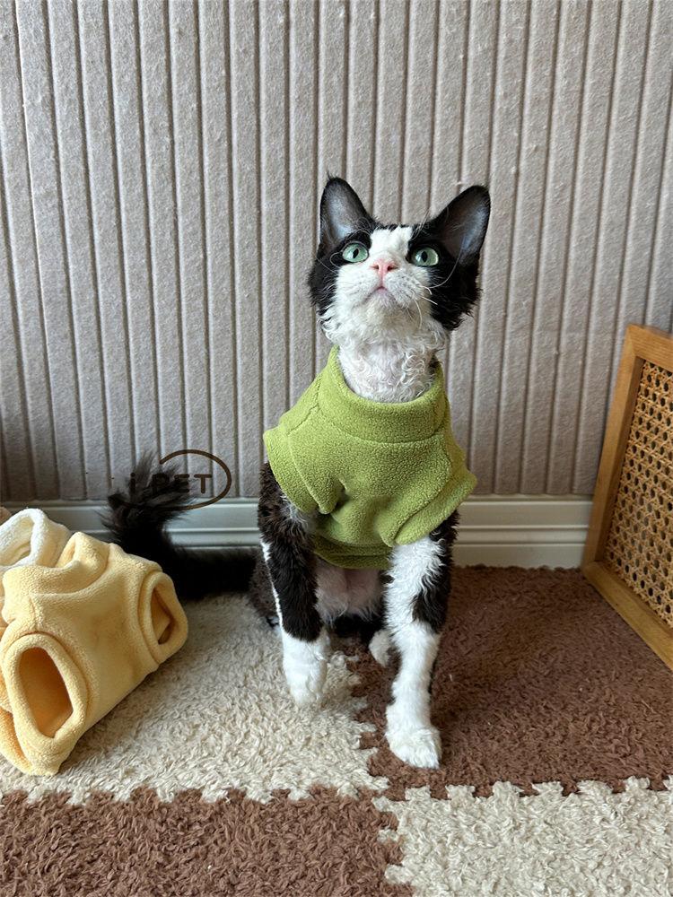 Pet Double-sided Fleece Thickened Vest Clothes for Winter Kitten Small Kitten Stuff Apparels Hairless Cat Clothing Dog Sweater