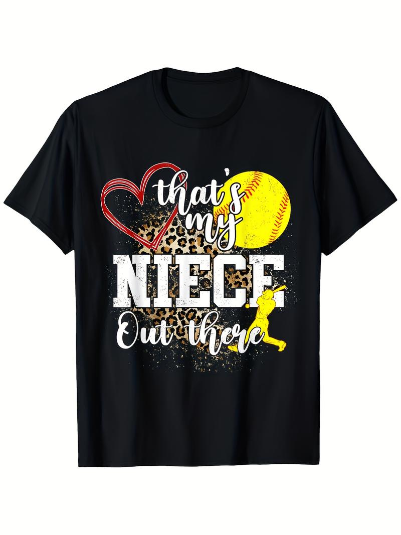 Vintage Graphic 100 Cotton TShirt Thats My Niece Out There Softball Theme Summer L